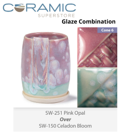 Pink Opal SW-251 over Celadon Bloom SW-150 Stoneware Combination Pink Opal SW-251 over Celadon Bloom SW-150 Stoneware Combination